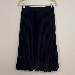 Kate Kasin Chic Black Pleated Midi Skirt
